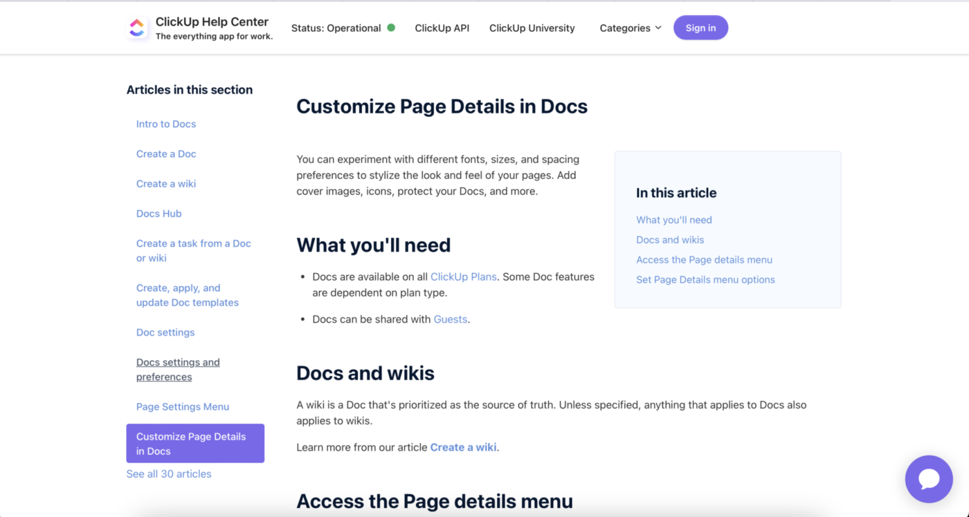 Documentation Metrics: ClickUp's documentation example